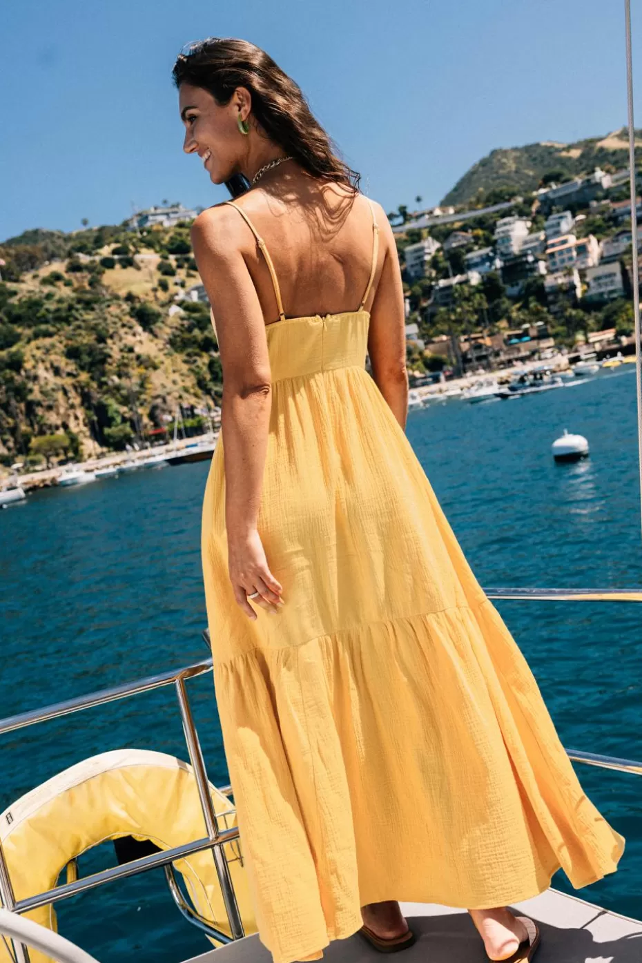 Best Sale Cupshe Yellow Halterneck Cami Strap Maxi Dress Mustard