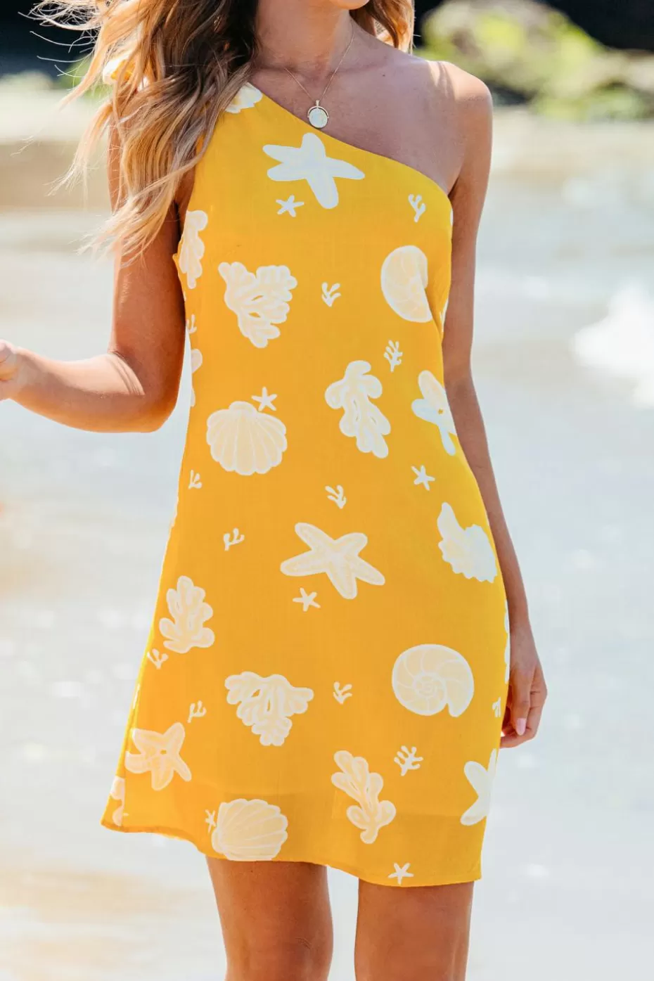 Flash Sale Cupshe Nautical One-Shoulder Mini Dress Yellow